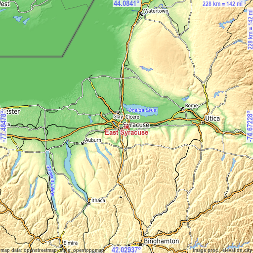 Topographic map of East Syracuse