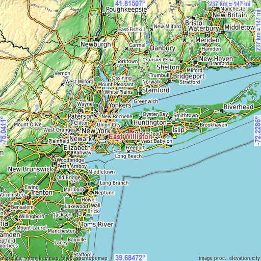 Topographic map of East Williston