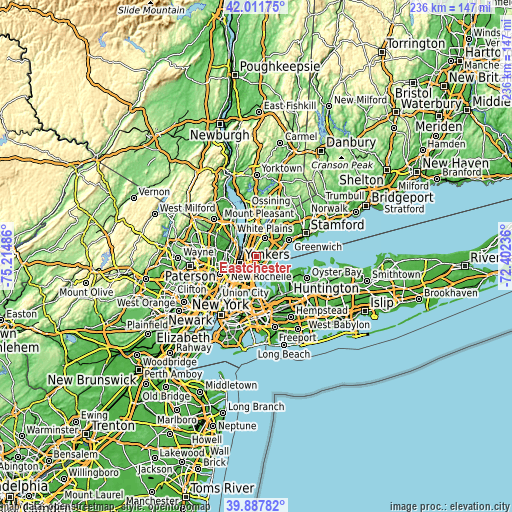 Topographic map of Eastchester