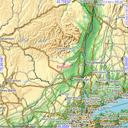 Topographic map of Ellenville