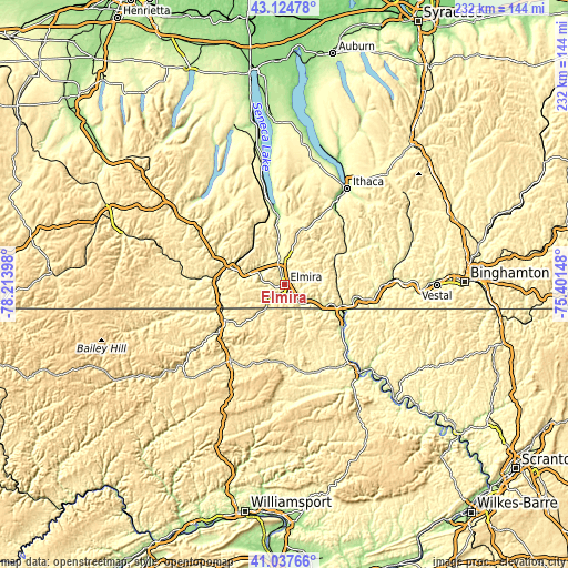 Topographic map of Elmira