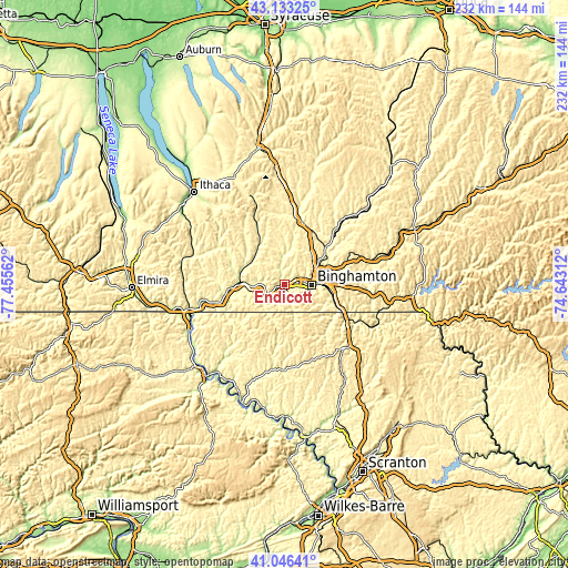 Topographic map of Endicott