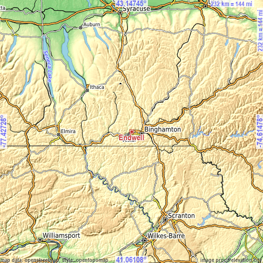 Topographic map of Endwell