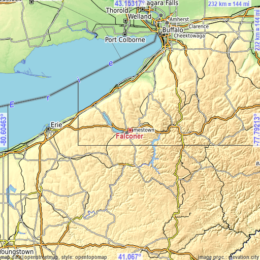 Topographic map of Falconer