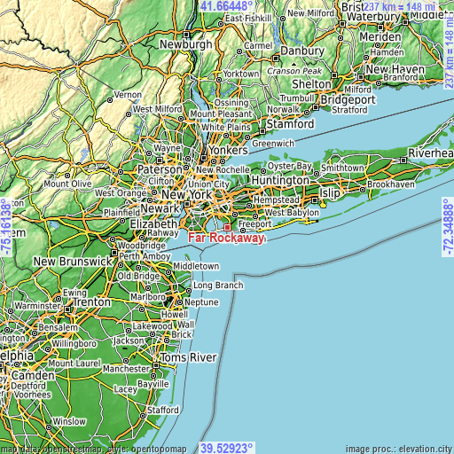 Topographic map of Far Rockaway