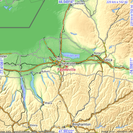 Topographic map of Fayetteville