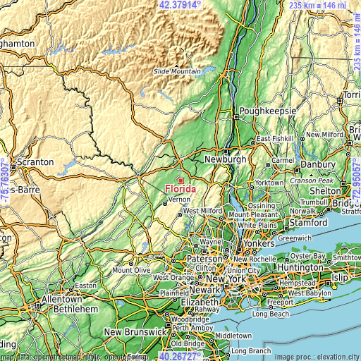 Topographic map of Florida