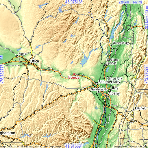 Topographic map of Fonda