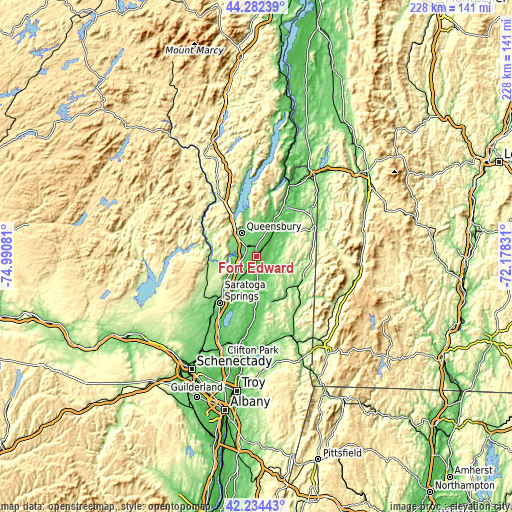 Topographic map of Fort Edward