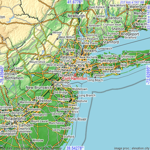 Topographic map of Fort Hamilton