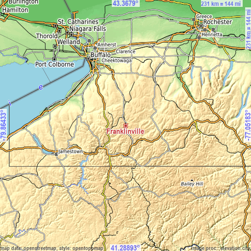 Topographic map of Franklinville