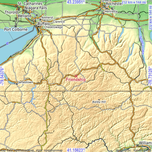 Topographic map of Friendship