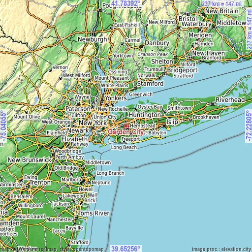 Topographic map of Garden City