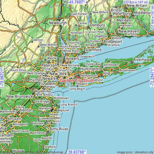 Topographic map of Garden City South