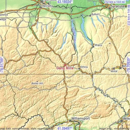 Topographic map of Gang Mills