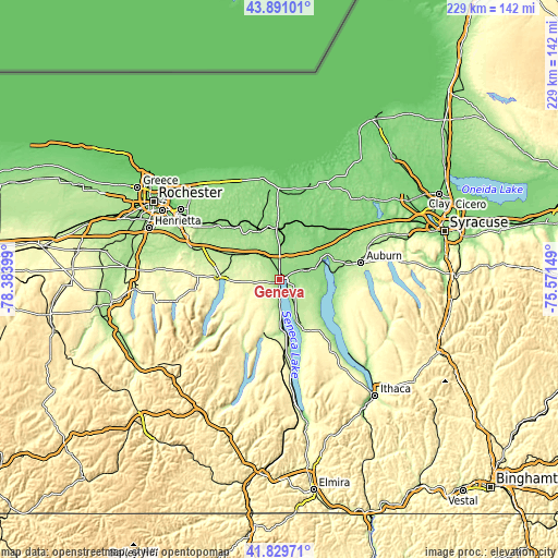 Topographic map of Geneva