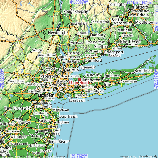 Topographic map of Glen Head