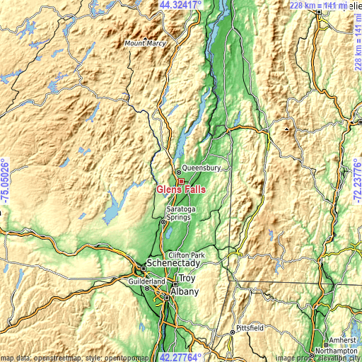 Topographic map of Glens Falls