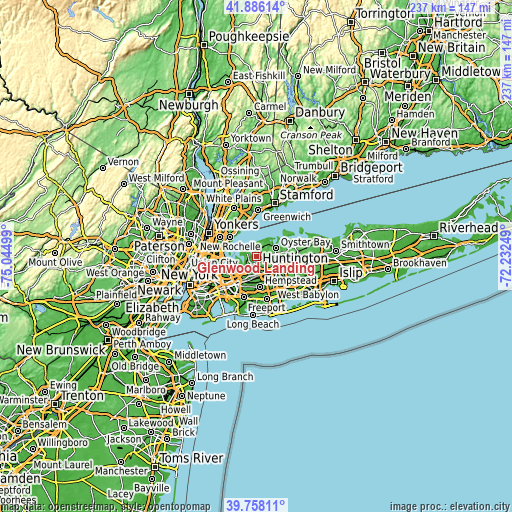 Topographic map of Glenwood Landing