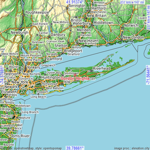 Topographic map of Gordon Heights