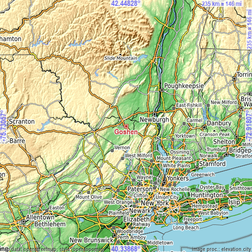 Topographic map of Goshen