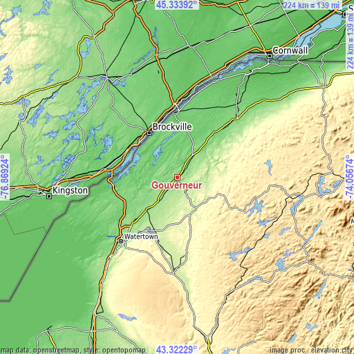 Topographic map of Gouverneur