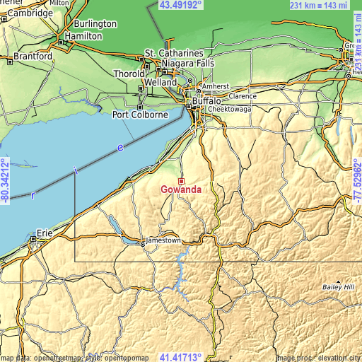 Topographic map of Gowanda