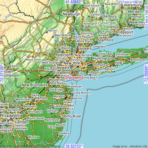 Topographic map of Gravesend