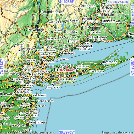 Topographic map of Greenlawn