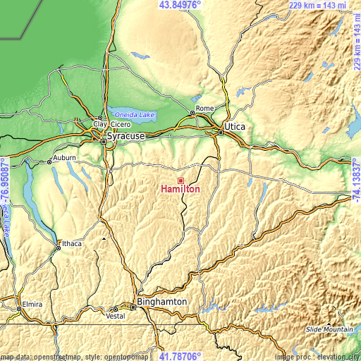 Topographic map of Hamilton