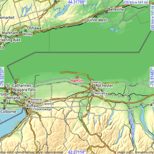 Topographic map of Hamlin