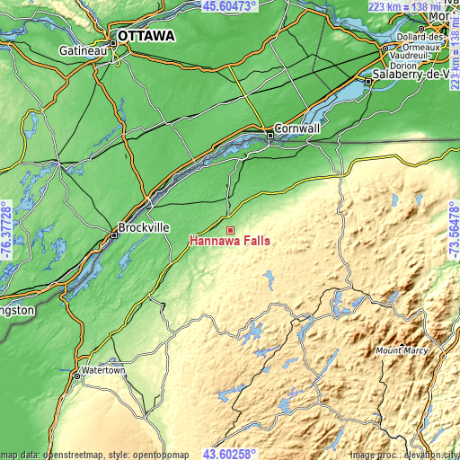 Topographic map of Hannawa Falls