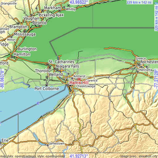 Topographic map of Harris Hill