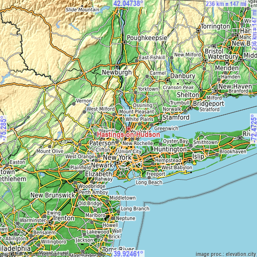 Topographic map of Hastings-on-Hudson