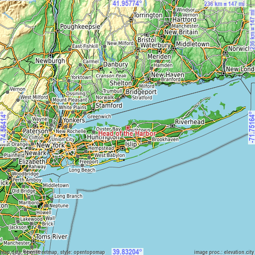 Topographic map of Head of the Harbor