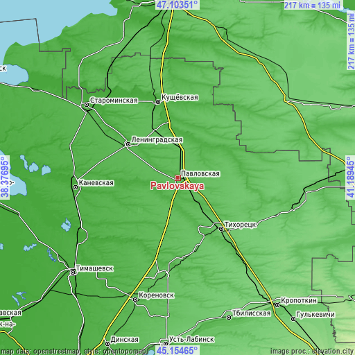 Topographic map of Pavlovskaya