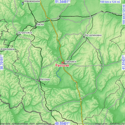 Topographic map of Pavlovsk