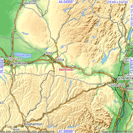 Topographic map of Herkimer