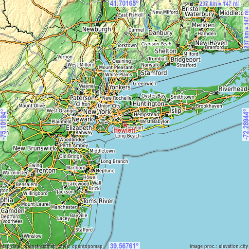 Topographic map of Hewlett