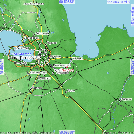 Topographic map of Pavlovo