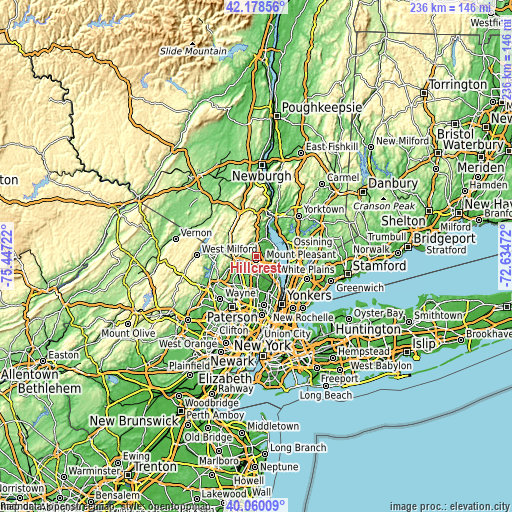 Topographic map of Hillcrest