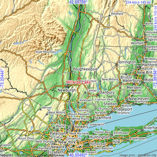 Topographic map of Hillside Lake