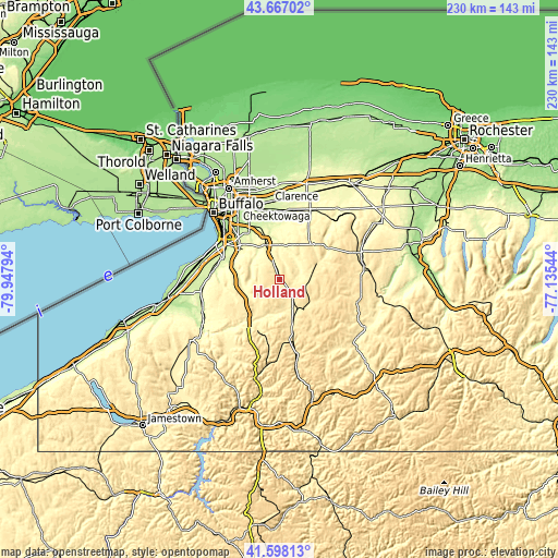 Topographic map of Holland