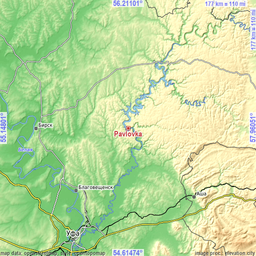 Topographic map of Pavlovka