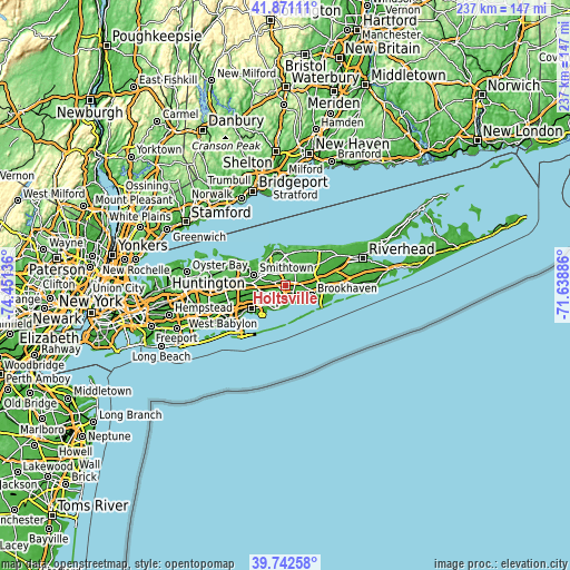 Topographic map of Holtsville