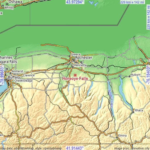 Topographic map of Honeoye Falls