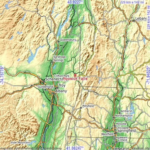 Topographic map of Hoosick Falls