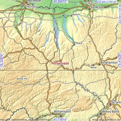 Topographic map of Horseheads