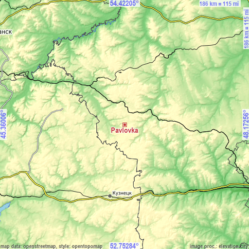 Topographic map of Pavlovka