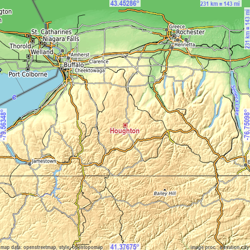 Topographic map of Houghton